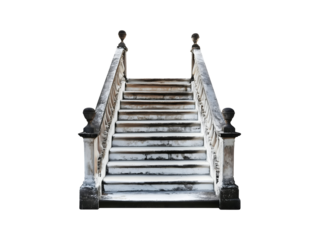 Old vintage staircase isolated on transparent or white background