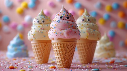 Cute Ice Cream Cones with Sprinkles