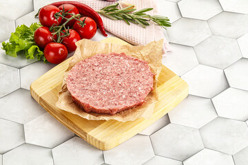 Raw beef uncooked burger cutlet