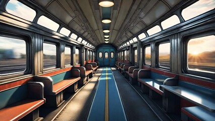 Empty train vagon with modern style