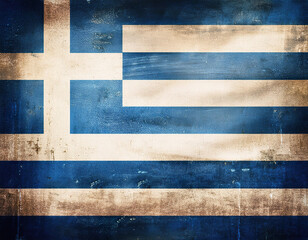 Distressed Looking Grunge Greek Flag