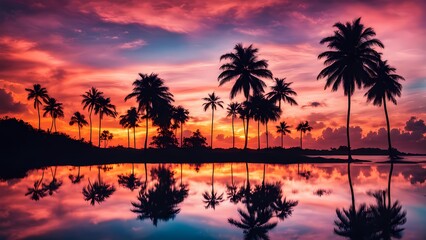 Palms at Dusk Capturing Tropical Tranquility