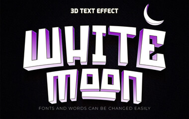 White moon 3d editable text effect style