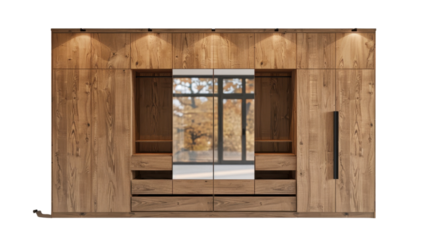 Wooden wardrobe on transparent background