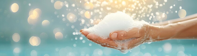 Obraz premium Closeup of a hand scrubbing with a chemical cleaner