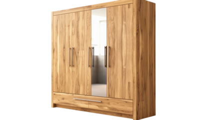 Wooden wardrobe on transparent background