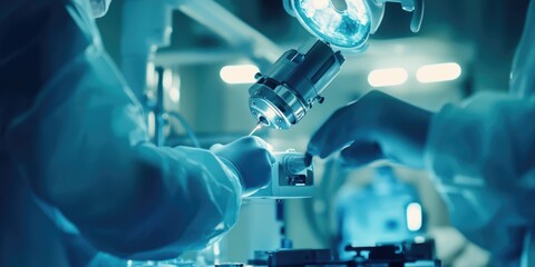 A scientist carefully examines a sample under a microscope, providing a detailed view of the microscopic world