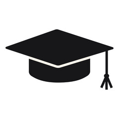 Graduation cap, hat with tassel. Vector illustration isolated on white background, hand drawn, flat design