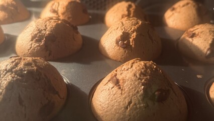 Cupcakes baking in the oven.