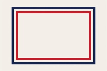 Red, white and blue border frame on a blank background A white square shape with a red thin line Generative AI