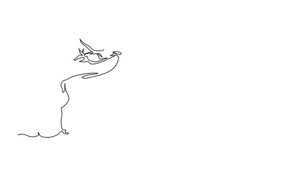 Reindeer continuous one line drawing, single line art deer animal element, minimalist sketch line vector illustration, christmas winter new year concept