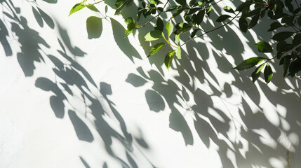 tree leafes shadow on white background