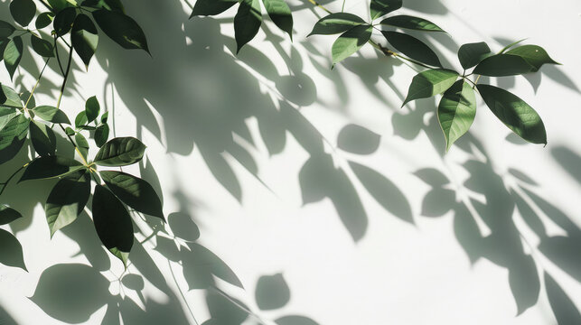 tree leafes shadow on white background