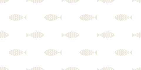 Nautical seamless pattern with swimming cartoon fish. Vector illustration