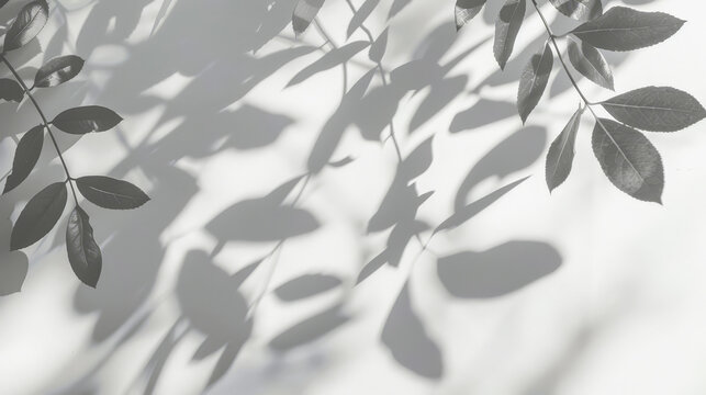 tree leafes shadow on white background