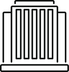 Simple line icon of a modern building facade, perfect for representing urban architecture