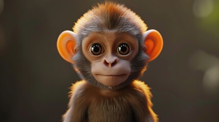 Fototapeta premium Cute Adorable 3D style Rendered Cartoon Monkey