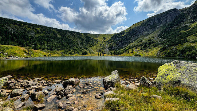 Small Pond lake in the Polish Karkonosze Mountains