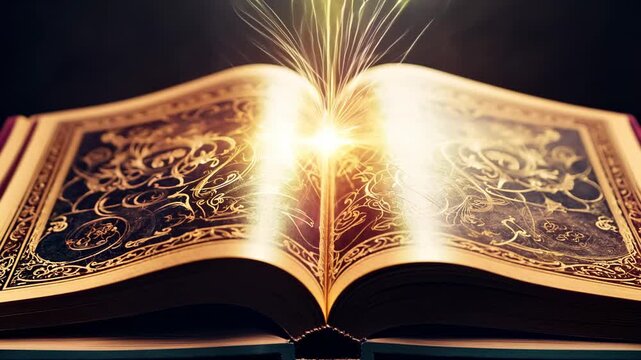 Open magic book with glowing pages. An open magic book emits a soft, ethereal glow, hinting at the secrets and stories waiting to be discovered.