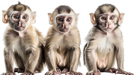 capuchin monkey collection on white background