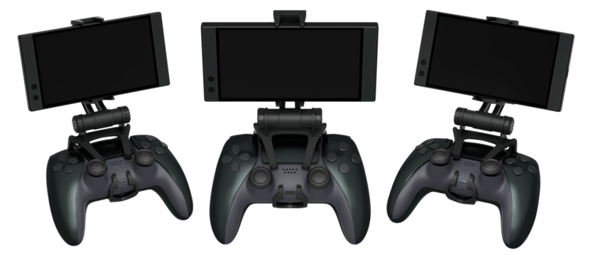 Set of mobile game controllers designed for a truly immersive and engaging gaming experience on the go isolated on white background with clipping path