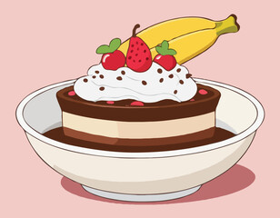 Cartoon Neapolitan banana split bowl 