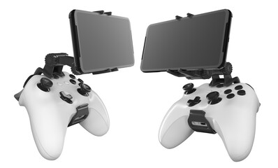Set of mobile game controllers designed for a truly immersive and engaging gaming experience on the go isolated on white background with clipping path