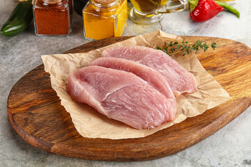Raw turkey breast fillet steak