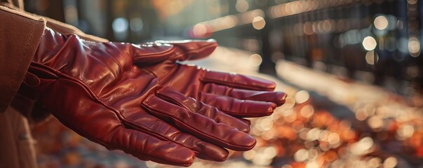 Obraz premium Pair of stylish leather gloves, 4K hyperrealistic photo