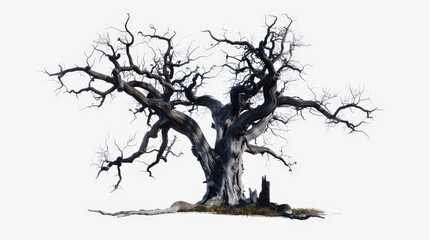 old dead spooky tree isolated on white background