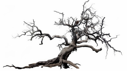 old dead spooky tree isolated on white background
