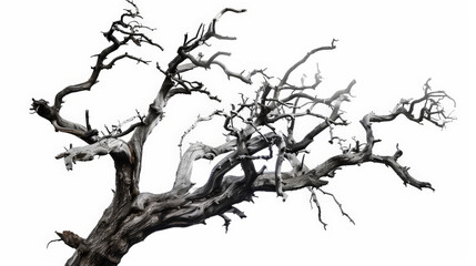 Obraz premium old dead spooky tree isolated on white background