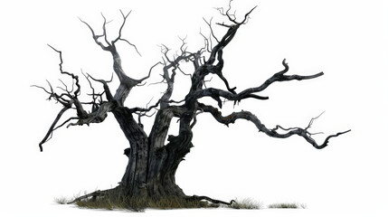 Obraz premium old dead spooky tree isolated on white background