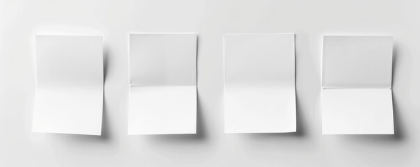 Isolated white sticky notes on white background, 4K hyperrealistic photo