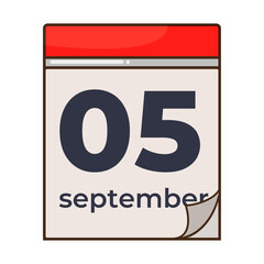 Vector illustration of calendar. Calendar design for September 5