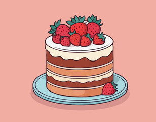 Cake with strawberries 