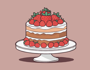 Cake with strawberries 