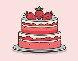 Cake with strawberries 
