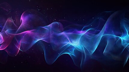 Abstract blue and purple waves on a dark background, creating a captivating and vibrant visual effect.