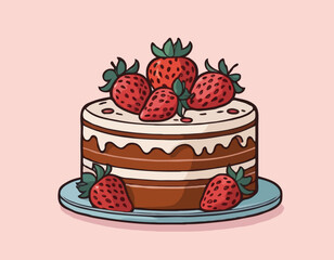 Cake with strawberries 