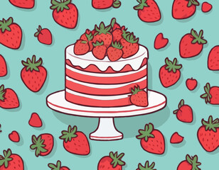 Cake with strawberries 