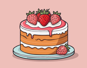 Cake with strawberries 