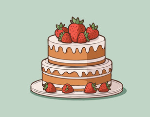 Cake with strawberries 