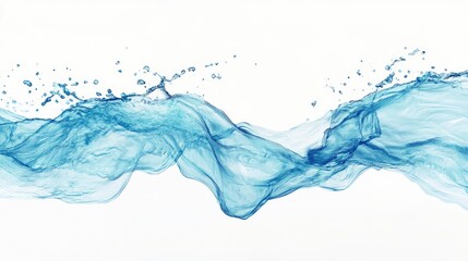 Obraz premium Abstract blue water lines on white background, perfect for digital art projects requiring a clean and simple design.