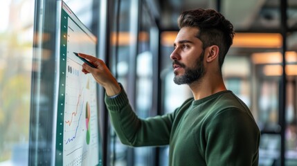 The businessman analyzing charts