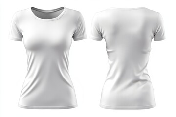 White short-sleeve t-shirt front and back view on white background