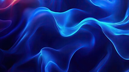 Obraz premium Blue neon background with soft, flowing waves for a premium and elegant design. Suitable for wallpapers, banners, and posters.