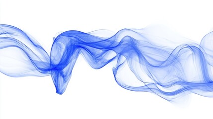 Fototapeta premium Blue water lines in free-flowing abstract style on a white background, creating a clean and artistic look. -