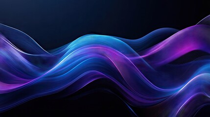 Dark background with elegant blue and purple waves, creating a dynamic and eye-catching design.