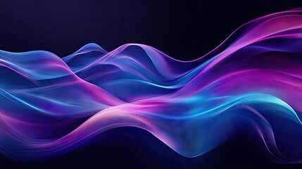 Dark background with elegant blue and purple waves, creating a dynamic and eye-catching design.